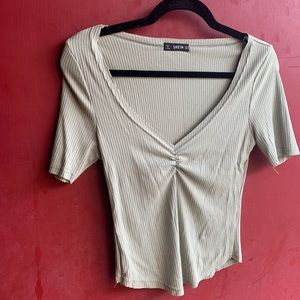 Simple gray v-neck crop top
